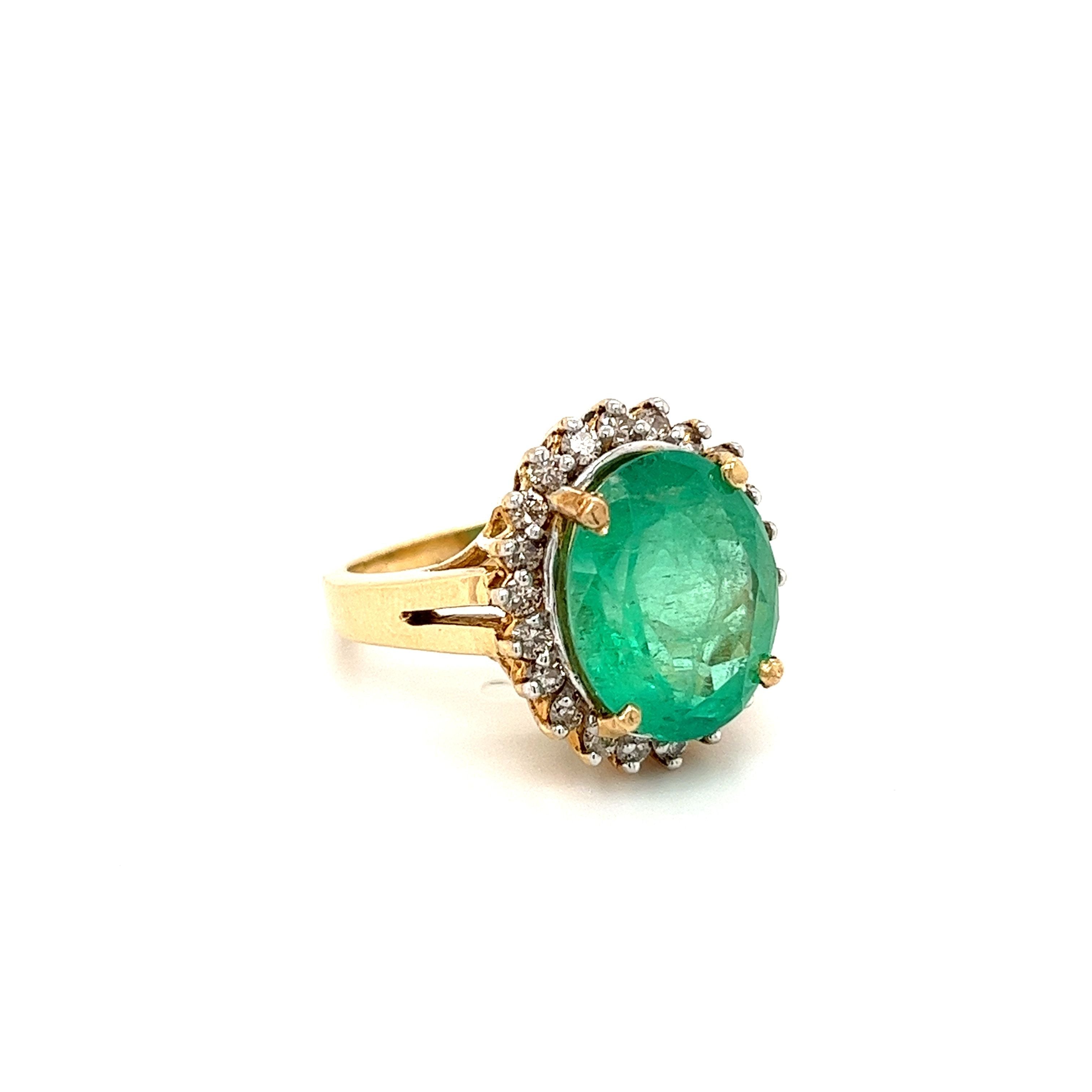 Vintage 6.88 carat Colombian Emerald in 14k yellow gold ring-Emerald Ring-ASSAY