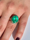 Vintage 6.88 carat Colombian Emerald in 14k yellow gold ring