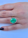 Vintage 6.88 carat Colombian Emerald in 14k yellow gold ring