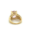 Vintage 9.50 Carat Oval Cut Pink Kunzite with Diamond Side Stone Cocktail Ring in 18K Yellow Gold