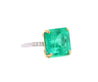 Vintage AGL Certified 11.28 Carat Colombian Emerald & Old Euro Cut Diamond Ring