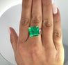 Vintage AGL Certified 11.28 Carat Colombian Emerald & Old Euro Cut Diamond Ring