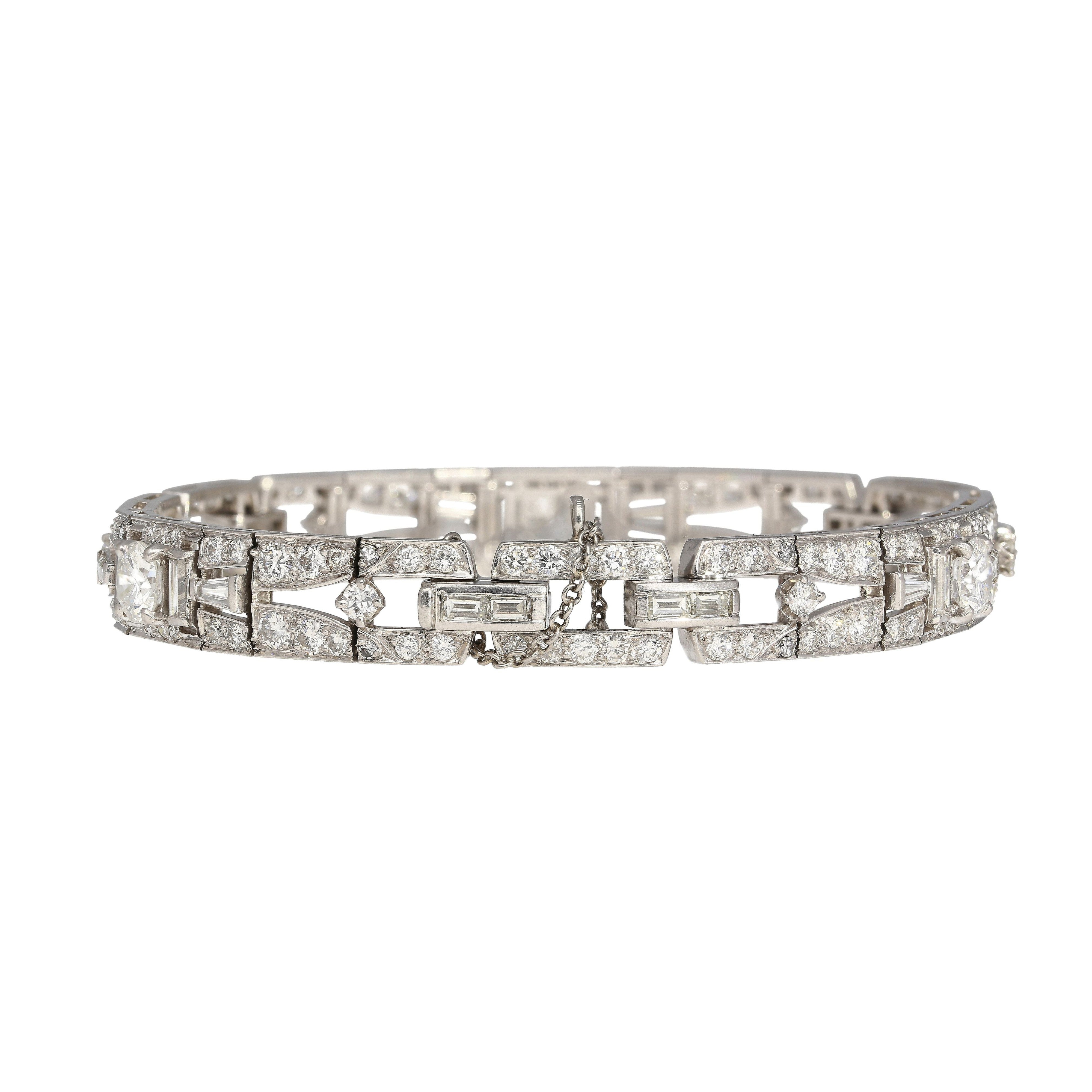 Natural 10 Carat TW Diamond Vintage Art Deco Platinum Bracelet-Bracelet-ASSAY