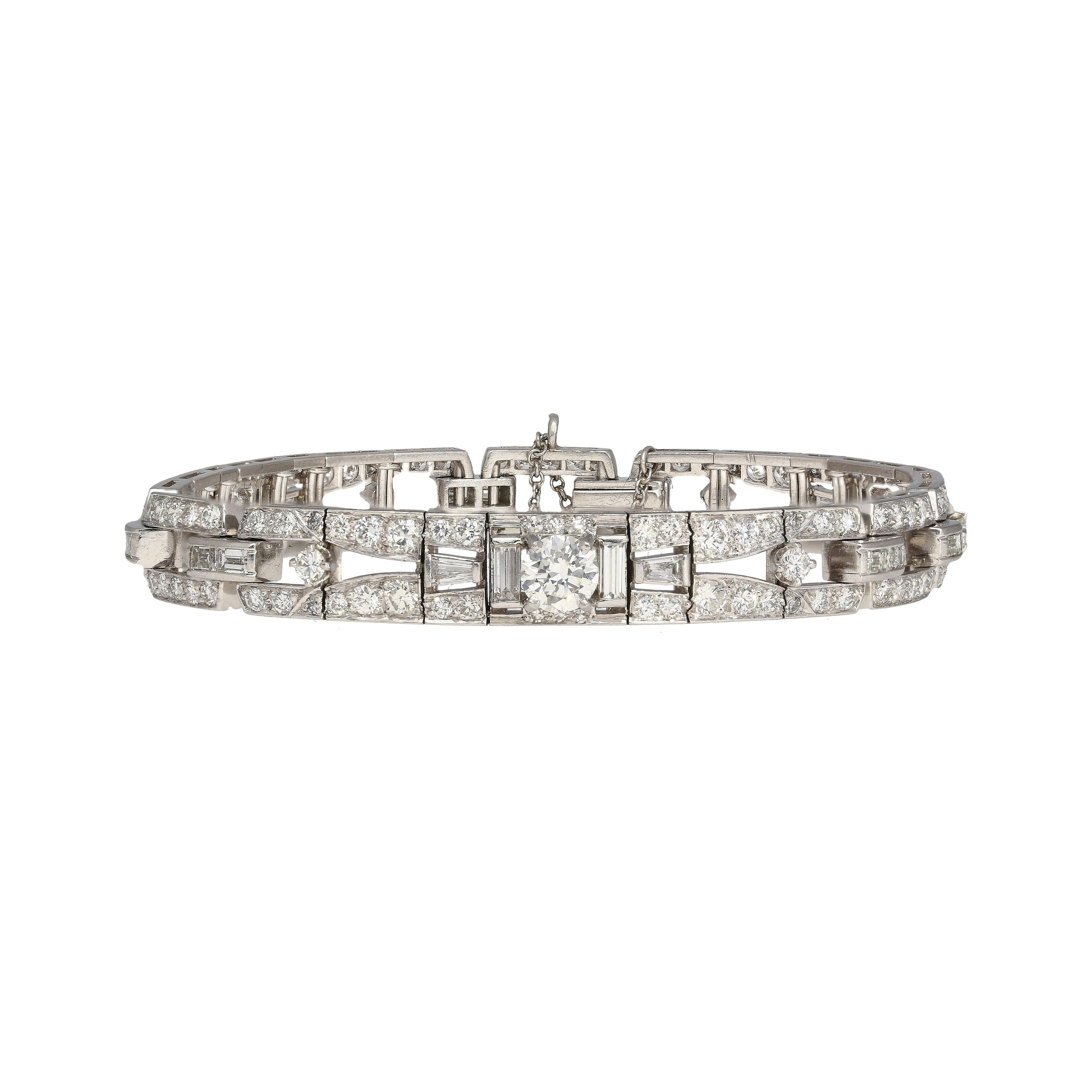 Natural 10 Carat TW Diamond Vintage Art Deco Platinum Bracelet-Bracelet-ASSAY