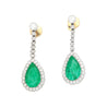 Vintage AGL Certified 10 Carat Colombian Emerald Pear Cut Drop Earrings In Platinum-Earrings-ASSAY