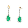 Vintage AGL Certified 10 Carat Colombian Emerald Pear Cut Drop Earrings In Platinum-Earrings-ASSAY