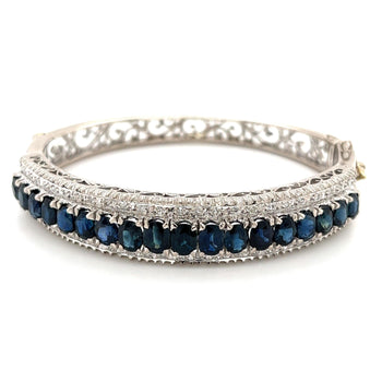 Vintage Art Deco Blue Sapphire Bangle Bangle in 14k White Gold – Assay Jewelers