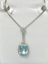 Vintage Art Deco Era GIA Certified Aquamarine and Old Euro Cut Diamond Necklace