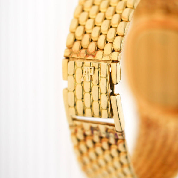 Vintage Audemars Piguet Cobra 18K Gold Diamond Dial Integral Bracelet Watch