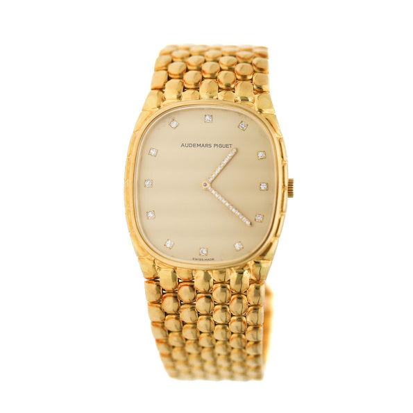 Vintage Audemars Piguet Cobra 18K Gold Diamond Dial Integral Bracelet Watch