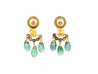 Vintage Briolette Cut Green Tourmaline & Diamond Dangling Stud Earrings in 18K-Earrings-ASSAY