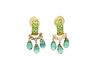 Vintage Briolette Cut Green Tourmaline & Diamond Dangling Stud Earrings in 18K-Earrings-ASSAY