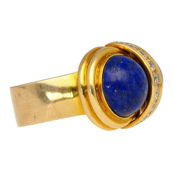 Vintage Cabochon Cut Lapis Lazuli and Diamond in 18K Yellow Gold Statement Rings – Assay Jewelers