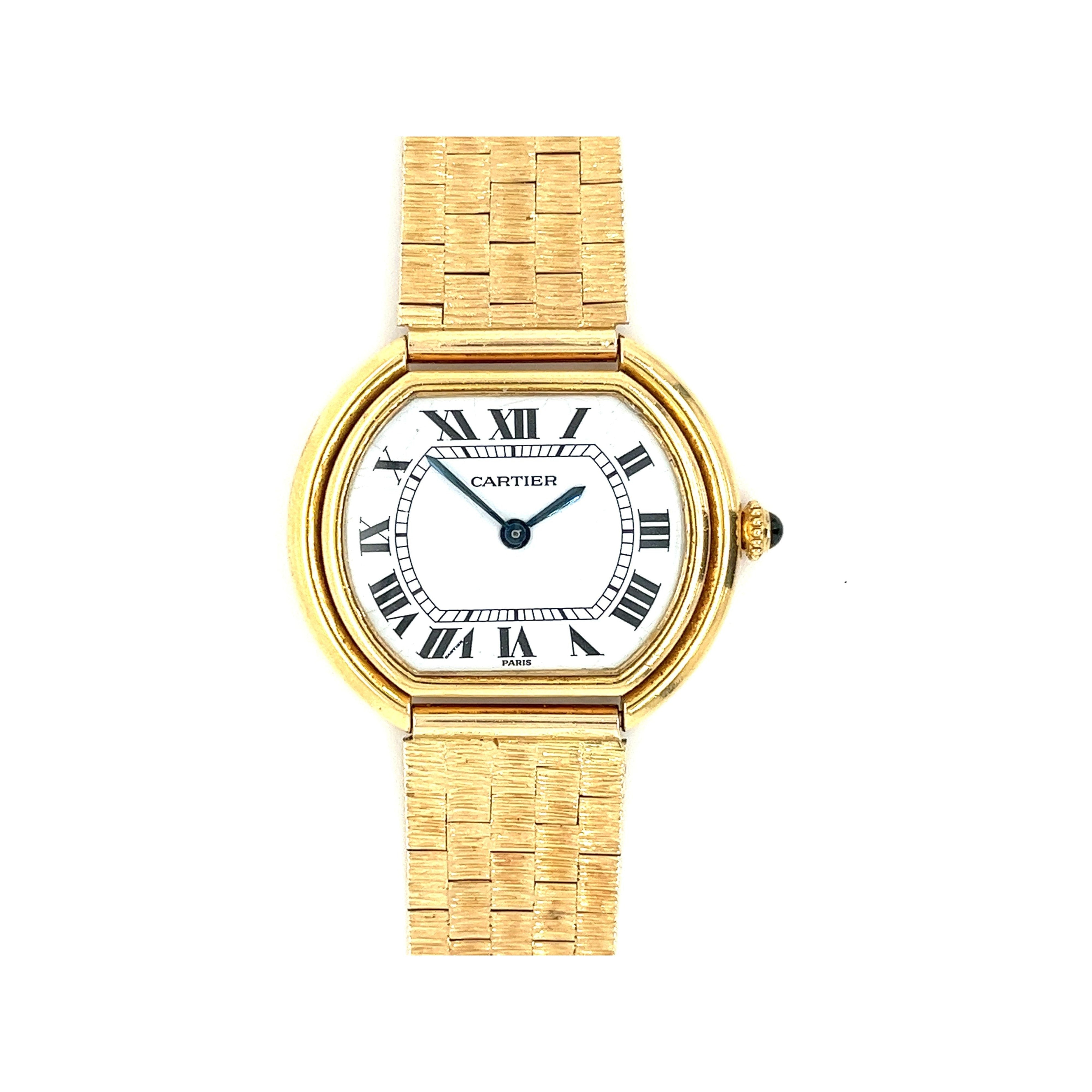 Vintage Cartier Paris Manual Wind 32MM Dial In 18K Gold Ladies Watch-Watches-ASSAY