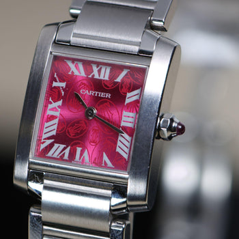 Vintage Cartier Tank Francaise Pink Dial Steel Quartz Watch Limited Edition 2006 – Assay Jewelers