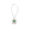 Vintage Carved Platinum 3.16 Carat Vivid Green Minor Oil Emerald Pendant with 4 CTTW in Diamonds-Necklace-ASSAY