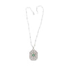 Vintage Carved Platinum 3.16 Carat Vivid Green Minor Oil Emerald Pendant with 4 CTTW in Diamonds-Necklace-ASSAY