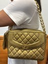 Vintage Chanel Quilted Bronze Lambskin Charm CC 24K Tassel 1992 Handbag Purse