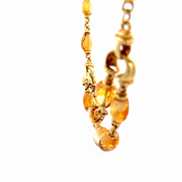 Vintage Citrine Bead 18K Gold Two Strand Necklace