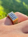 Vintage Diamond Cluster and Gold Mens Pinky Ring