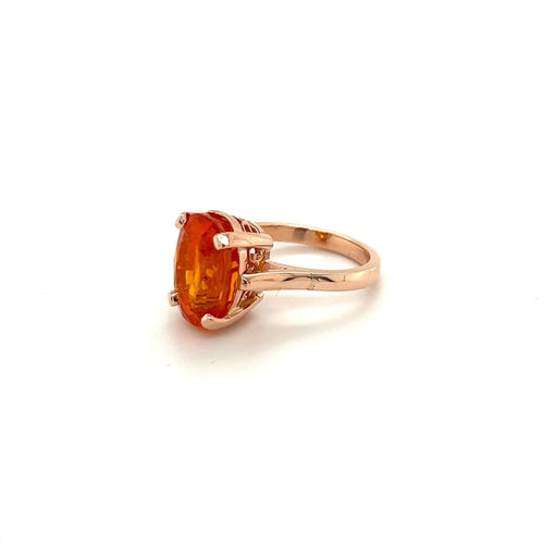 Vintage GIA Certified 11.16 Carat Oval Orange Sapphire in 14K Rose Gold