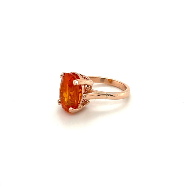 Vintage GIA Certified 11.16 Carat Oval Orange Sapphire in 14K Rose Gold
