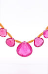 Vintage GIA Certified 120 Carat Pear-Shape Pink Rubellite Tourmaline Necklace in 22k Yellow Gold