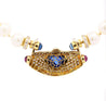 Vintage GIA Certified 5 Carat Heart Blue Sapphire, Diamond & Pearl Necklace