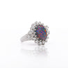 Vintage GIA Certified Black Opal Mixed Cut Diamond Halo 14K Cocktail Ring