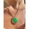 Vintage Jadeite Jade and Diamond Circular Pendant in 14k Gold - ASSAY