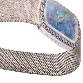 Vintage Longines Opal Mosaic Dial 34mm Diamond Bezel 18K White Gold Watch – Assay Jewelers