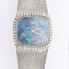 Vintage Longines Opal Mosaic Dial 34mm Diamond Bezel 18K White Gold Watch