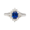 Vintage Natural 1.19 Carat Blue Sapphire and Diamond Platinum Filigree Ring