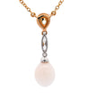 Vintage Natural Saltwater Conch Pearl & Emerald Drop 18K Gold Pendant Necklace