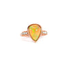 Vintage Oscar Friedman Signed 1.50 Carat Pear-Shaped Opal and Diamond 14K Rose Gold Ring