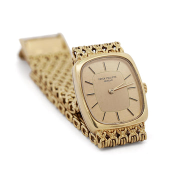 Vintage Patek Philippe 18K Gold Ladies Champagne Dial Mesh Bracelet Watch – Assay Jewelers