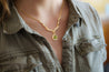 Vintage Pear Cut Green Peridot Drop Pendant Necklace with Diamonds in 18K Yellow Gold