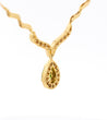 Vintage Pear Cut Green Peridot Drop Pendant Necklace with Diamonds in 18K Yellow Gold