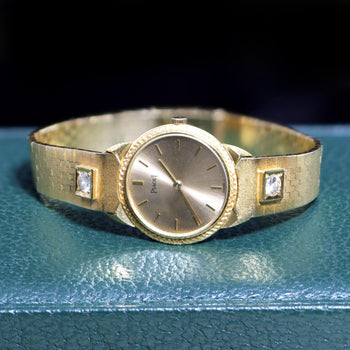 Vintage Piaget 18K Gold 0.50 Carat Diamond Bracelet Champagne Dial Watch – Assay Jewelers
