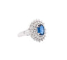 Vintage Platinum 1.18 Carat Oval Blue Sapphire & Diamond Halo Filigree Ring