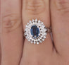 Vintage Platinum 1.18 Carat Oval Blue Sapphire & Diamond Halo Filigree Ring