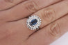 Vintage Platinum 1.18 Carat Oval Blue Sapphire & Diamond Halo Filigree Ring