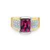 Vintage Radiant Cut 4,50 Karat Roter Rubellit-Turmalin und Diamant Ring in Platin und 18K Gold