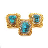 Vintage Raw Turquoise and Diamond Ring and Earring Set in 18k Gold-Assay Jewelers-ASSAY