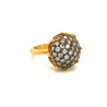 Vintage Retro 22K Carved Yellow Gold and Round Ball Diamond Cluster Ring-Rings-ASSAY