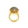 Vintage Retro 22K Carved Yellow Gold and Round Ball Diamond Cluster Ring-Rings-ASSAY