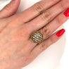 Vintage Retro 22K Carved Yellow Gold and Round Ball Diamond Cluster Ring-Rings-ASSAY