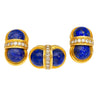 Vintage Retro Cabochon Lapis Lazuli 18K Gold Clip-On Earrings and Ring Set