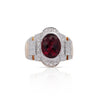 Vintage Retro Regal Style 5 Carat Red Tourmaline & Diamond Ring in 18K Gold