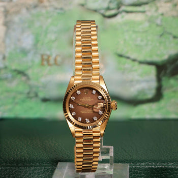 Vintage Rolex 6917 Datejust Presidential 26mm Brown Diamond Dial Gold Watch – Assay Jewelers
